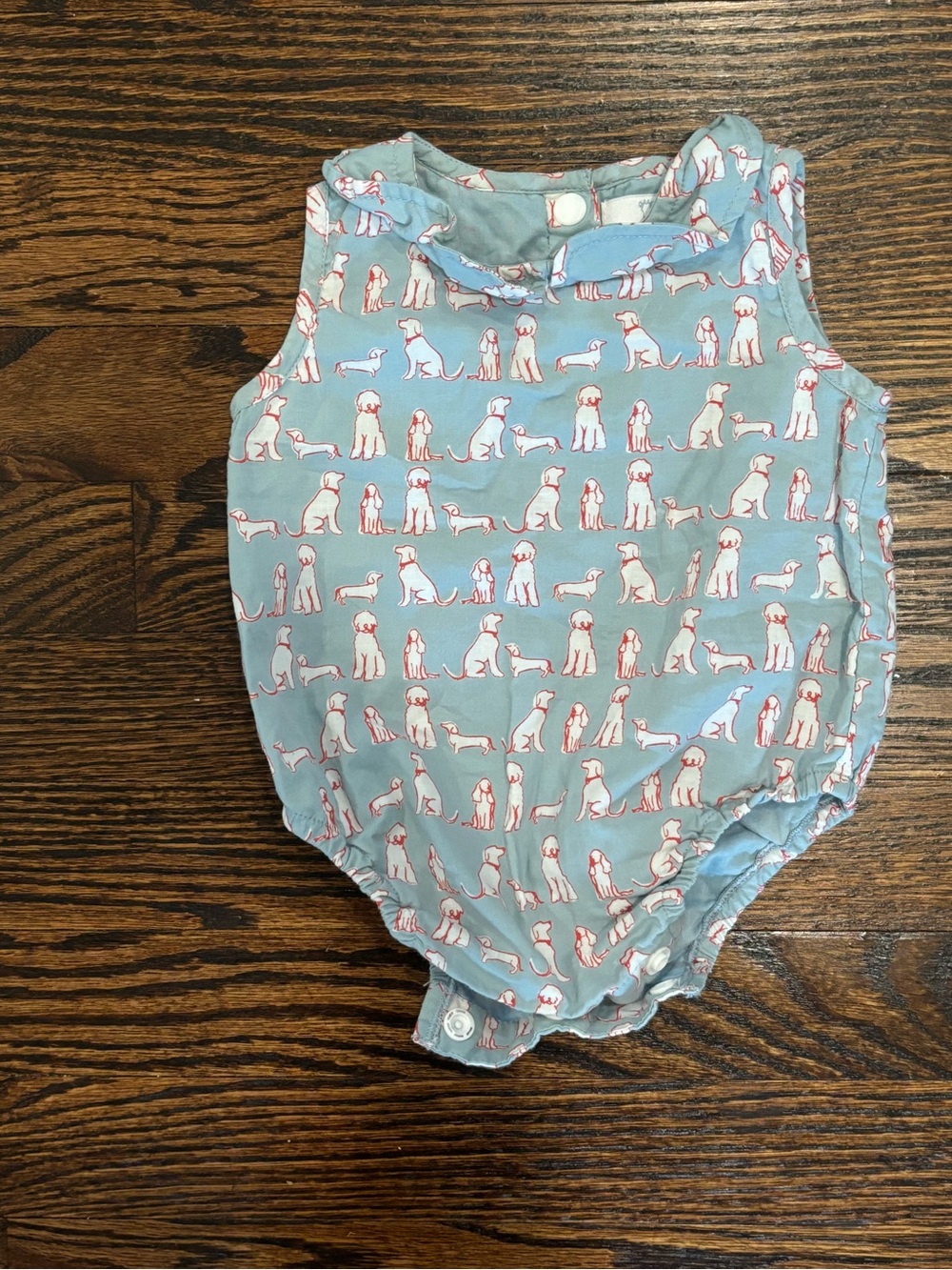 Dear Georgie 6m Blue Puppy Print Baby One-Piece Romper